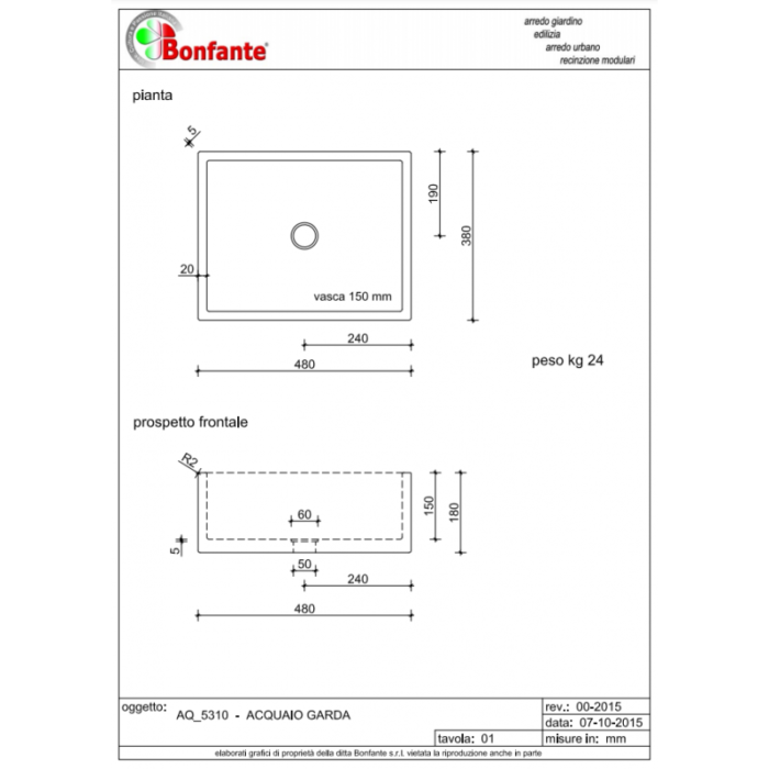 Acquaio Garda in Pietra Ricostruita Bonfante AQ 5310 2 LEGNAGOFERR