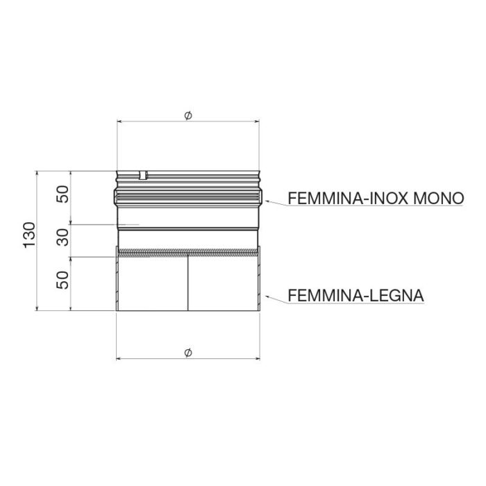 Adattatore Legna Femmina Inox Mono Femmina Apros ADT3 3 legnagoferr