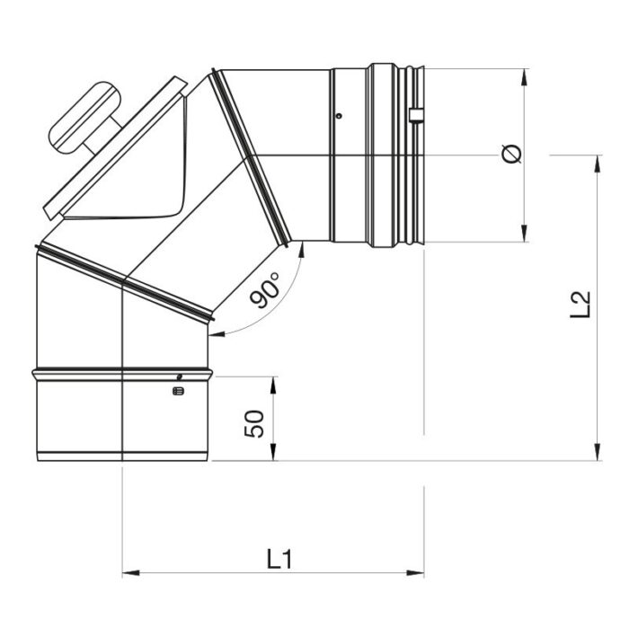 Curva a 90° Con Ispezione Acciaio Inox Apros C90S 2 legnagoferr