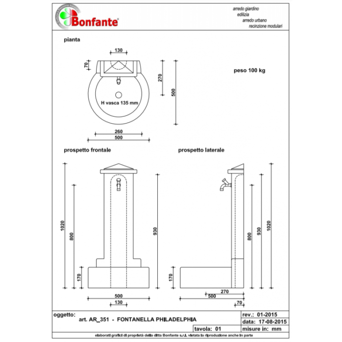 Fontanella Fontana Philadelphia in Pietra Ricostruita Bonfante AR 351 4 legnagofgerr