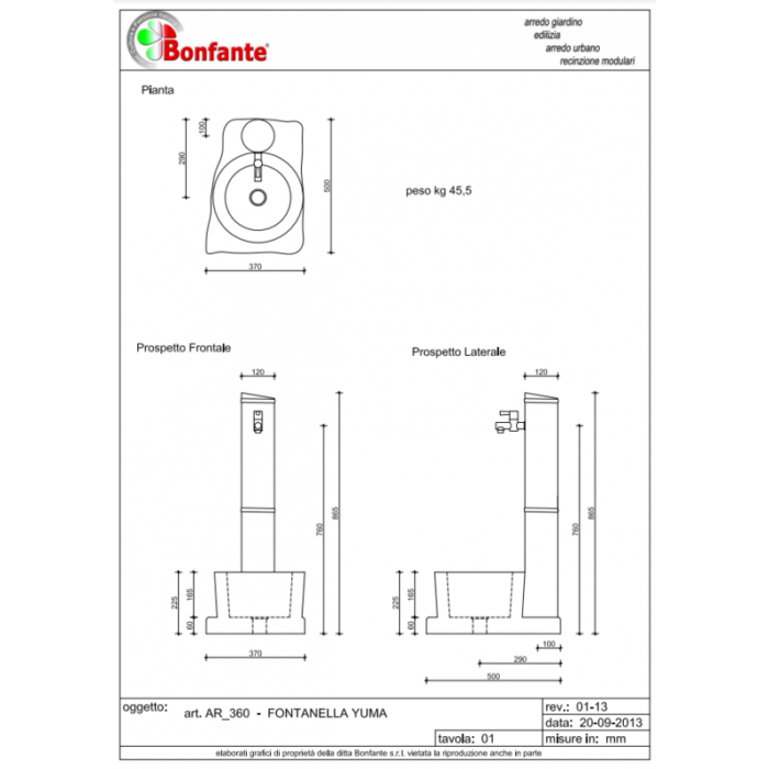 Fontanella Fontana Yuma in Pietra Ricostruita Bonfante AR 360 3 legnagoferr