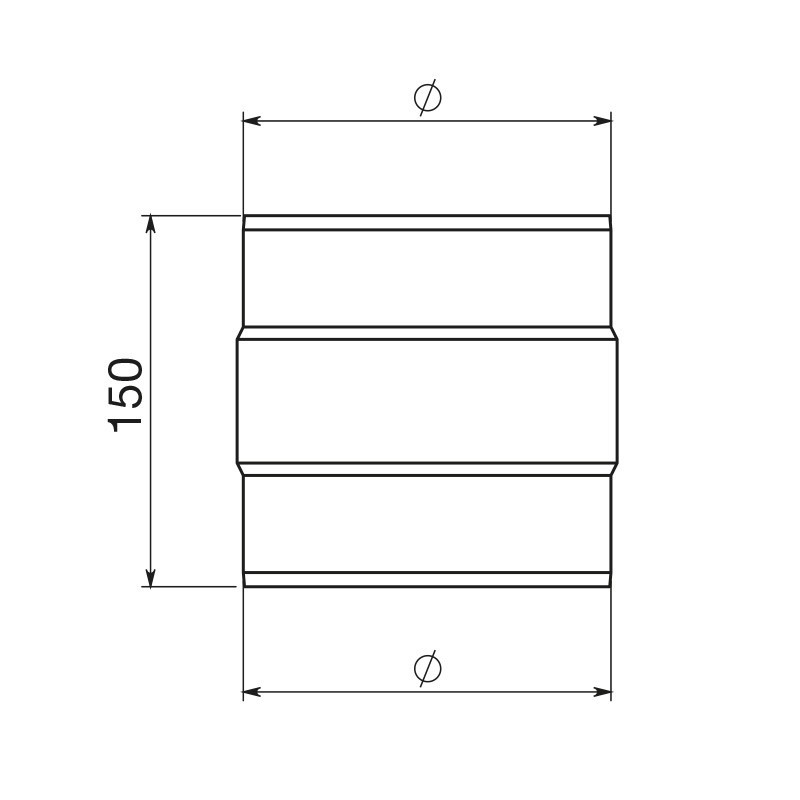 TUBO FUMI RIDUZIONE/ALLARGAMENTO FEMMINA 80 MASCHIO 120 per stufe