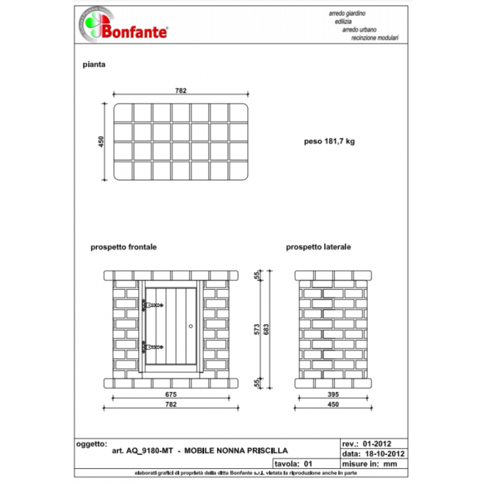 Mobiletto Nonna Priscilla in Pietra Ricostruita Bonfante AQ 9180 MT 1 legnagofgerr