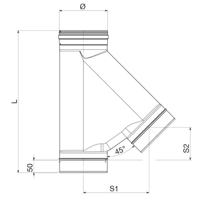 Raccordo a T 135° Maschio Femmina Acciaio Inox Apros T135 2 legnagoferr