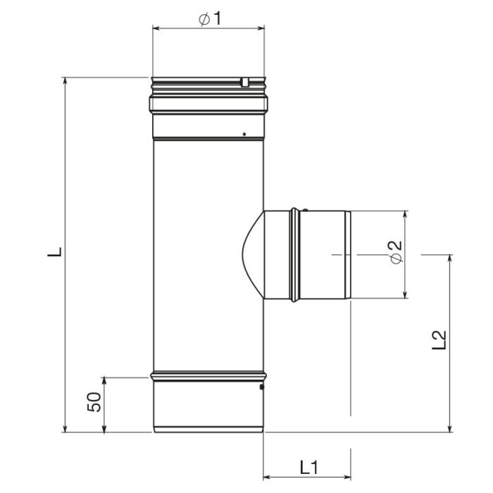 Raccordo a T a 90° Ridotto d.80 Maschio Acciaio Inox Apros T90R 2 legnagoferr