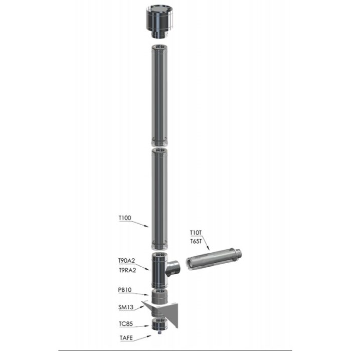 Tubo Telescopico Coassiale 660 990 mm Acciaio Inox Doppia Parete Apros T10T 2 legnagoferr