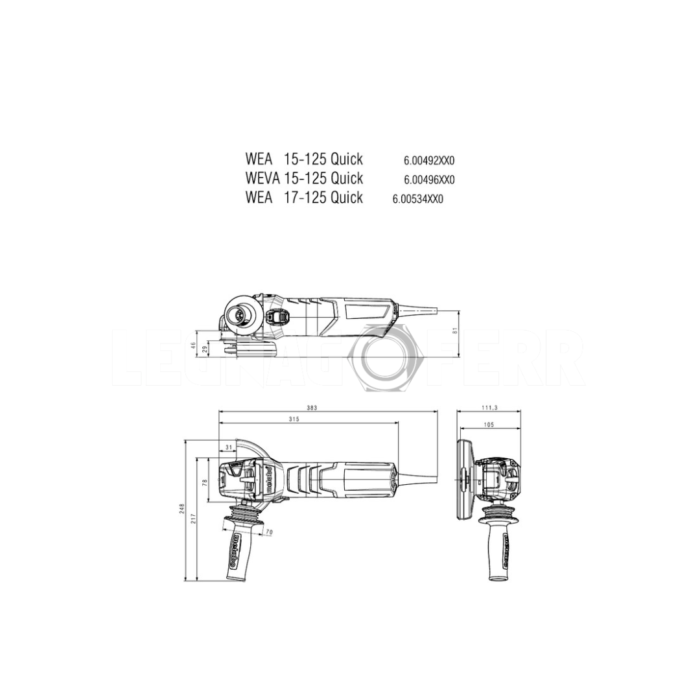 Metabo WE 17 125 Quick Smerigliatrice Angolare Attacco Rapido Disco 125 mm 1700 W 11000 g min legnagoferr01