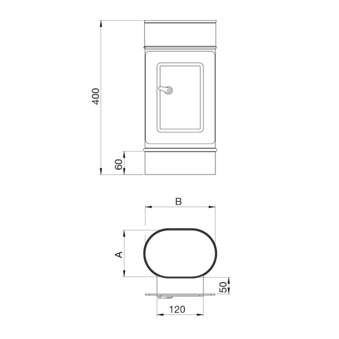 Modulo Raccolta Incombusti per Tubi Ovali Acciaio Inox Apros IQ24 OVALE 3 legnagoferr