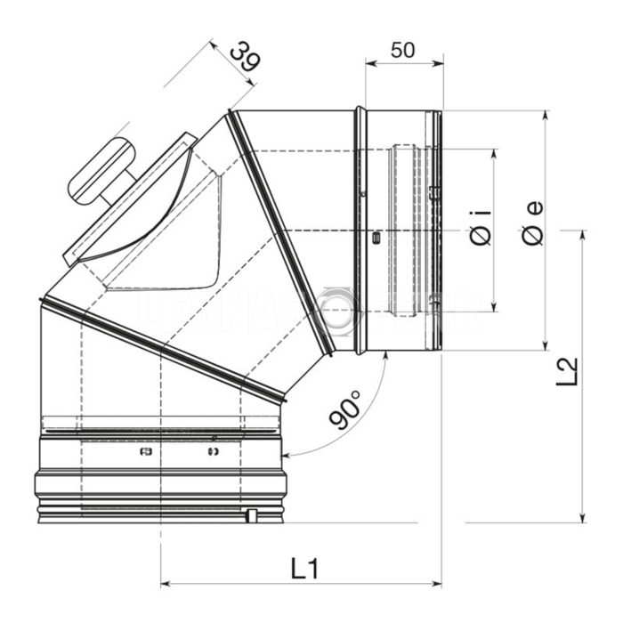 Curva 90° con Ispezione Doppia Parete Apros C90S Acciaio Inox Canne Fumarie legnagoferr 1