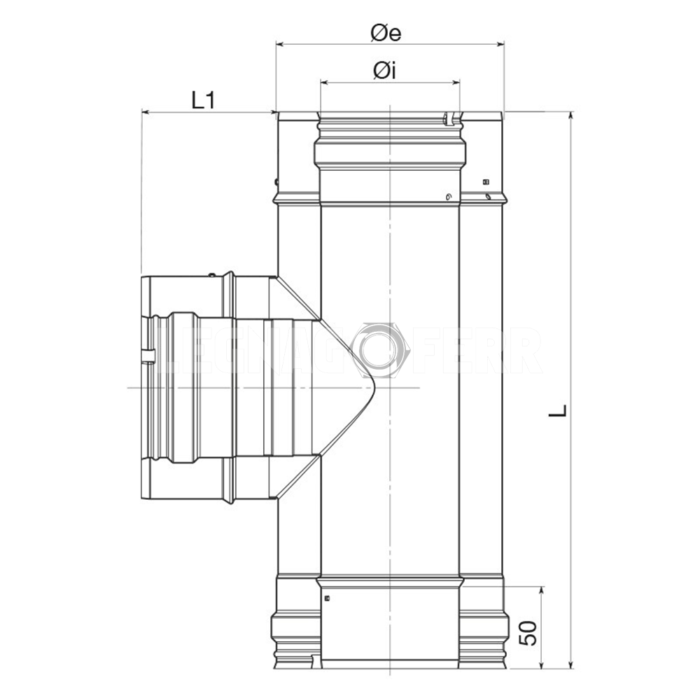 Raccordo a T 90° Femmina Femmina Doppia Parete Apros RACT Acciaio Inox Canne Fumarie legnagoferr 1