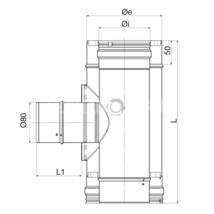 Raccordo a T 90° Ridotto O 80 Maschio Doppia Parete Apros T90R Canne Fumarie legnagoferr 1