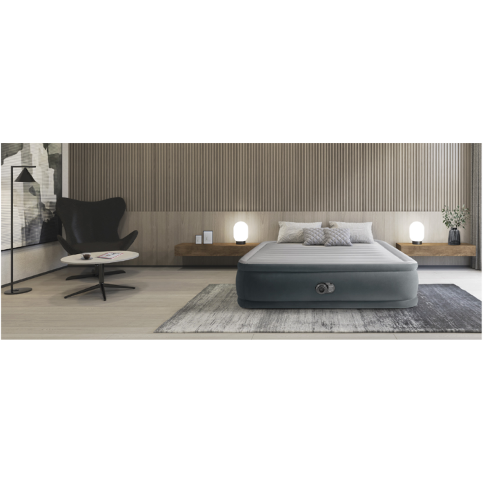 Intex 64414NP Materasso Classic Matrimoniale Gonfiabile Dura-Beam Deluxe con Pompa Interna Grigio ‎152 x 203 x 46 cm - immagine 4