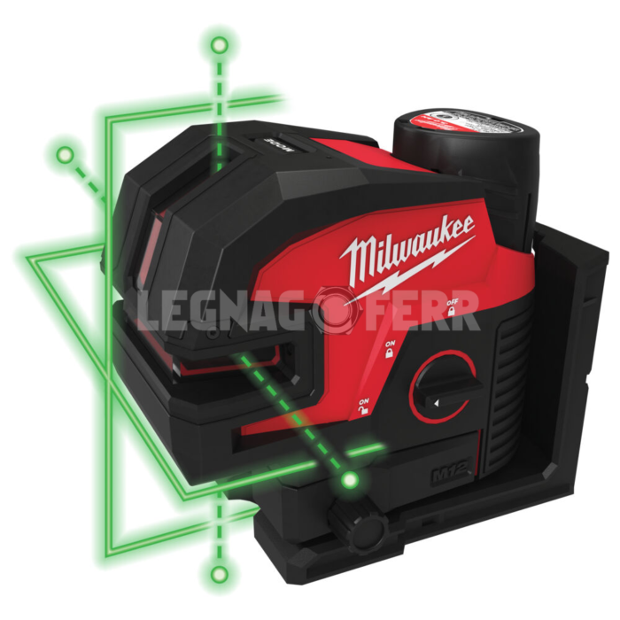 M12 CLL4P 301C Livella Laser Verde a 2 Linee con 4 Punti Piombo Milwaukee 4933479203 legnagoferr 1