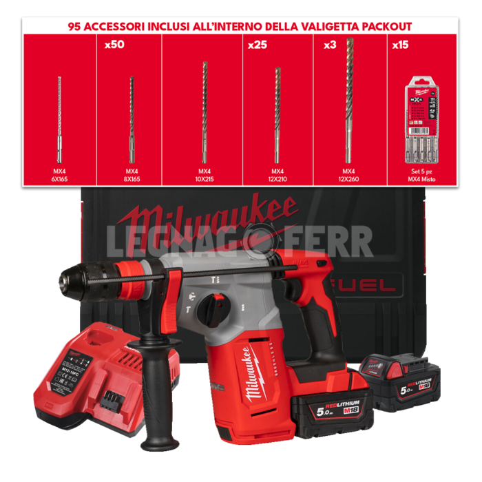 M18 BLHX100P-502P Tassellatore con Accessori a Batteria Milwaukee 4933498243 legnagoferr