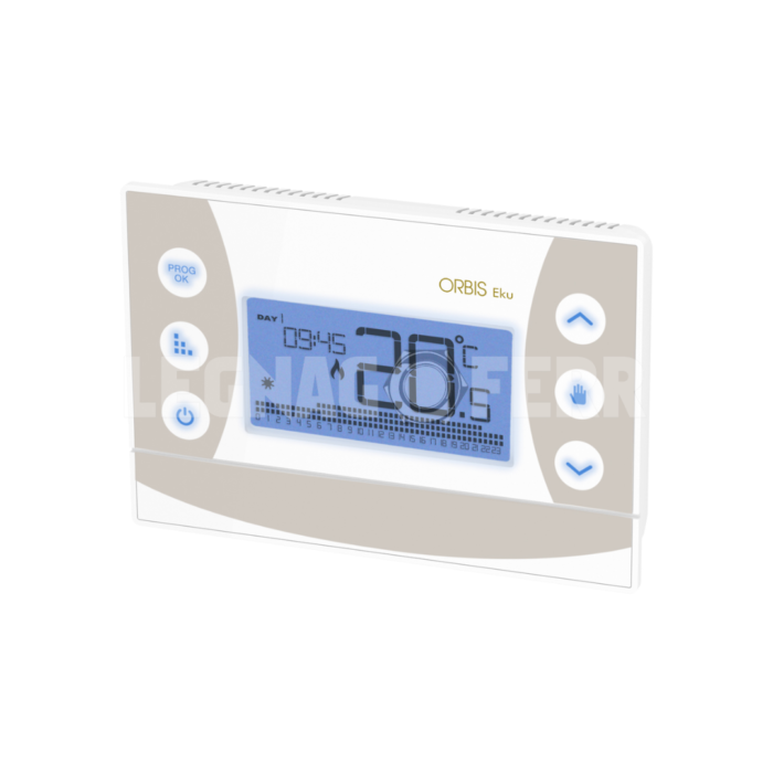 Orbis Eku Bianco Cronotermostato Digitale da Parete Alim.2 batterie 1,5V – OB326400 legnagoferr