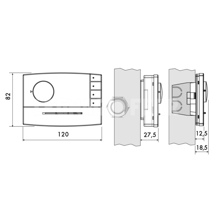 Perry TE500B Termostato Elettronico Serie “ZEFIRO” con Spia Colore Bianco legnagoferr03